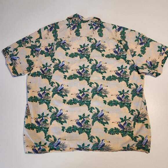 Caribbean Hawaiian Shirt Short Sleeve Tropical Toucans Birds Floral Mens XXL 2XL - Picture 3 of 12